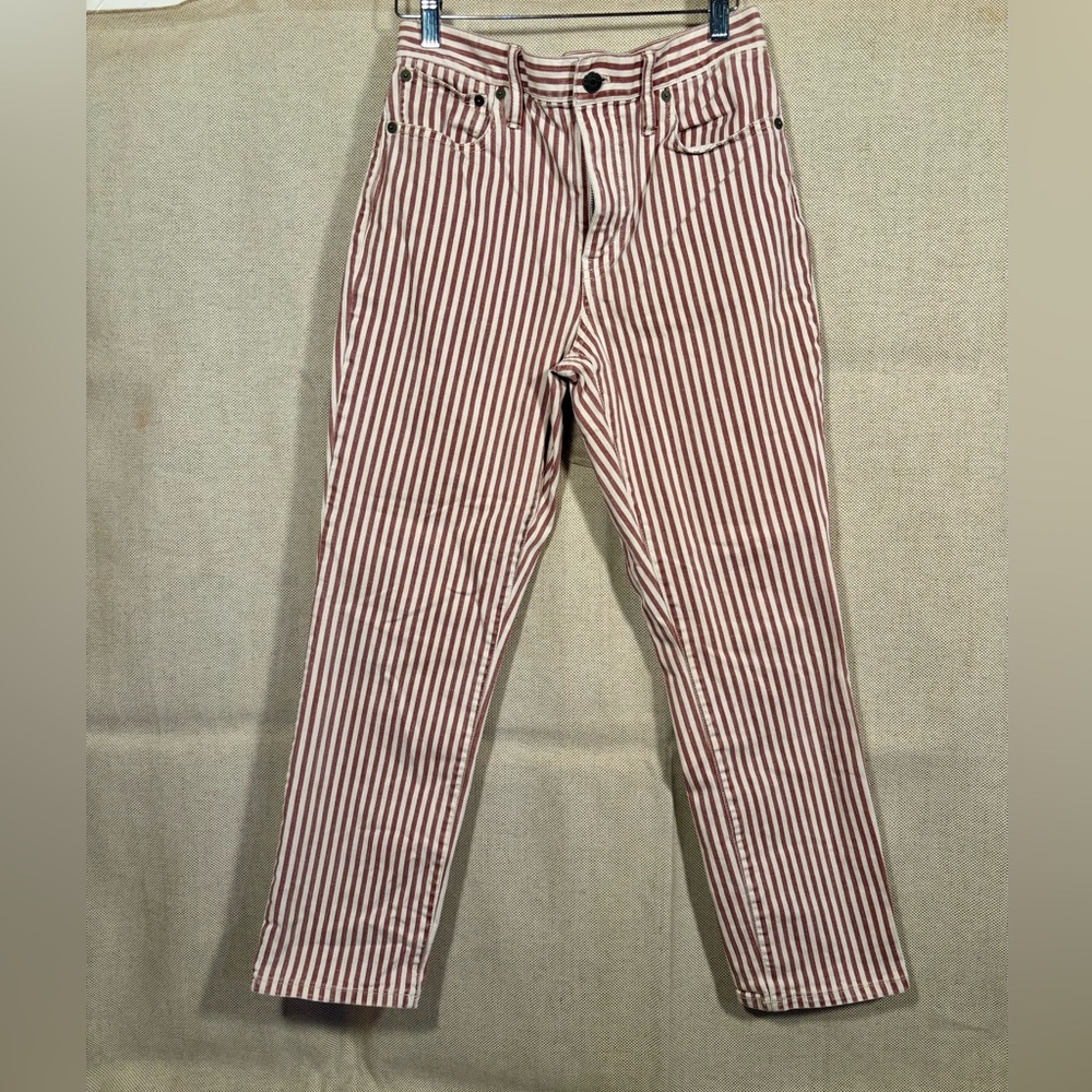 High Rise Boyfriend Jeans Madewell Red Stripe Size 26 - Picture 2 of 6